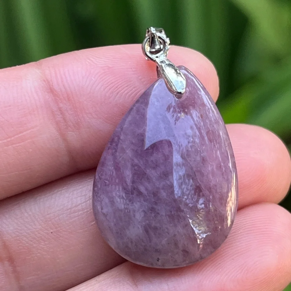 Sterling silver 925 stamped dainty Madagascar purple rose quartz pendant‎ 1716